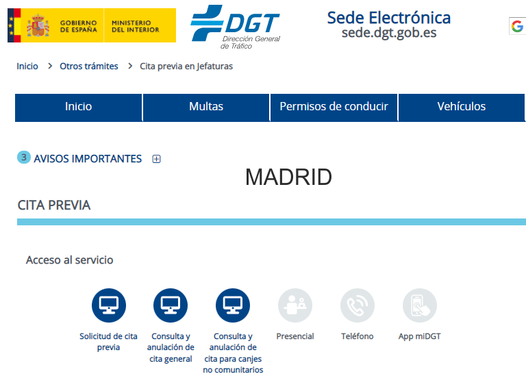 cita previa dgt madrid